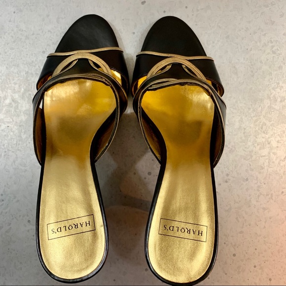 Harold’s Black Gold Leather Mules - Picture 5 of 6